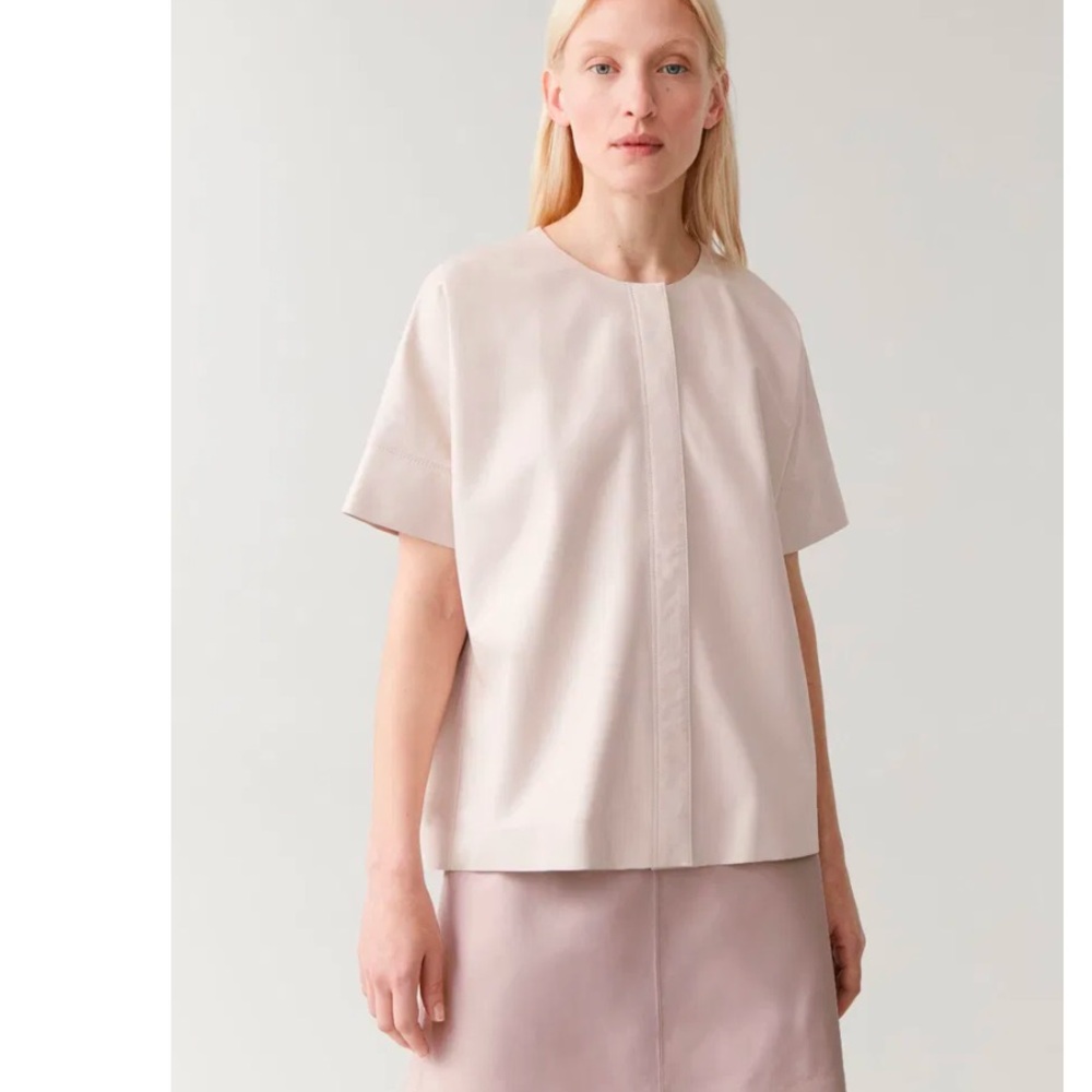 COS leather shirt / jacket, beige, sz M